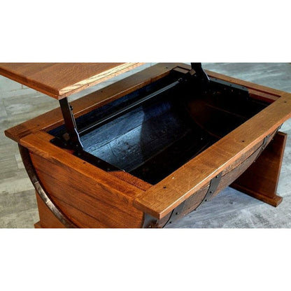 William Sheppee Shooter's Whiskey Half Barrel Coffee Table w/ Lift Top - SHO126 - 1st Choice Furniture Direct