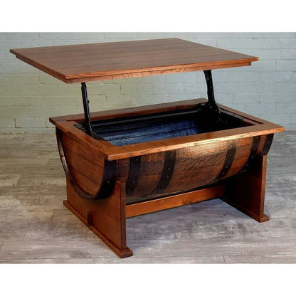 William Sheppee Shooter's Whiskey Half Barrel Coffee Table w/ Lift Top - SHO126 - 1st Choice Furniture Direct