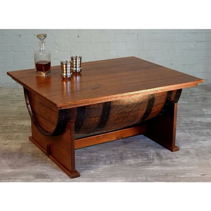 William Sheppee Shooter's Whiskey Half Barrel Coffee Table w/ Lift