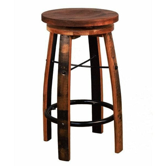WILLIAM Sheppee USA Bar Stool Cherry / Counter Height 26 Inch William Sheepee Shooter's Swivel Leathered Whiskey Barrel Bar Stool  - SHO031