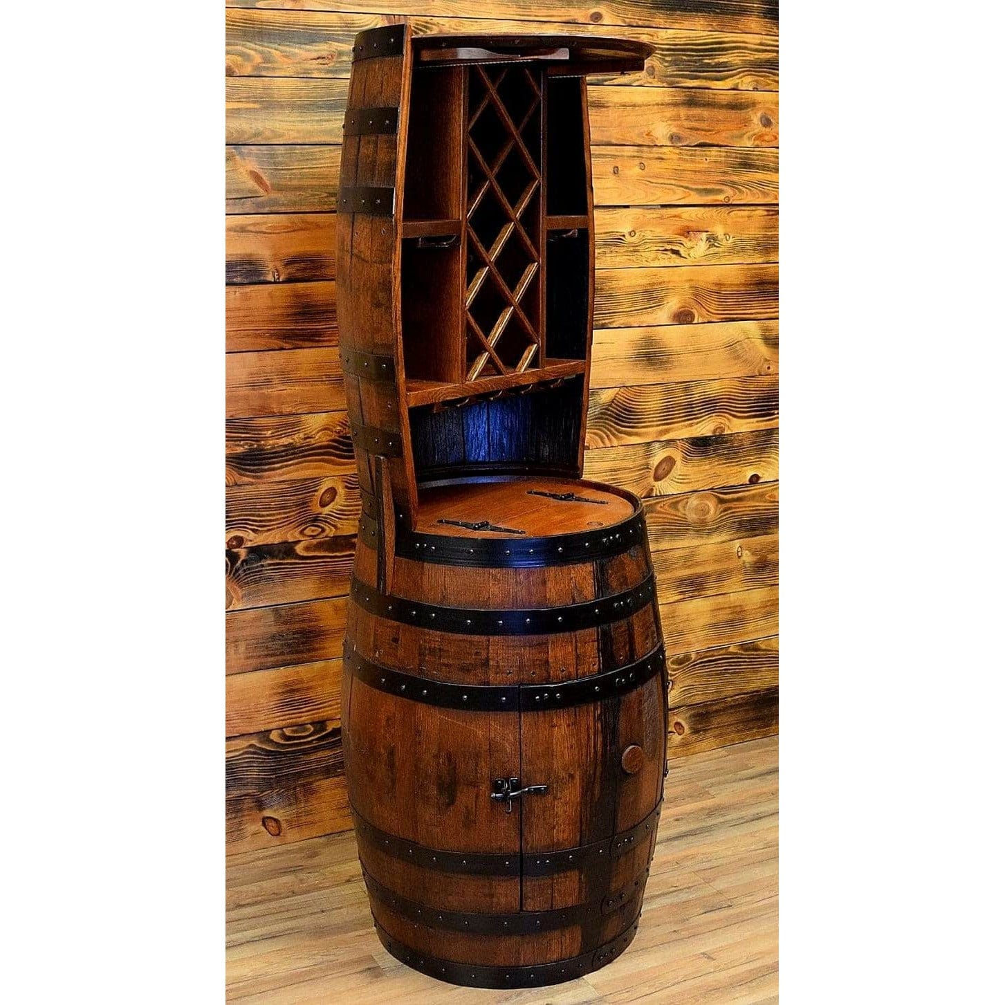 Barrel shaped bar online cabinet