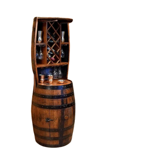 William Sheppee Premium Rustic Shooters Whiskey Barrel Bar Cabinet