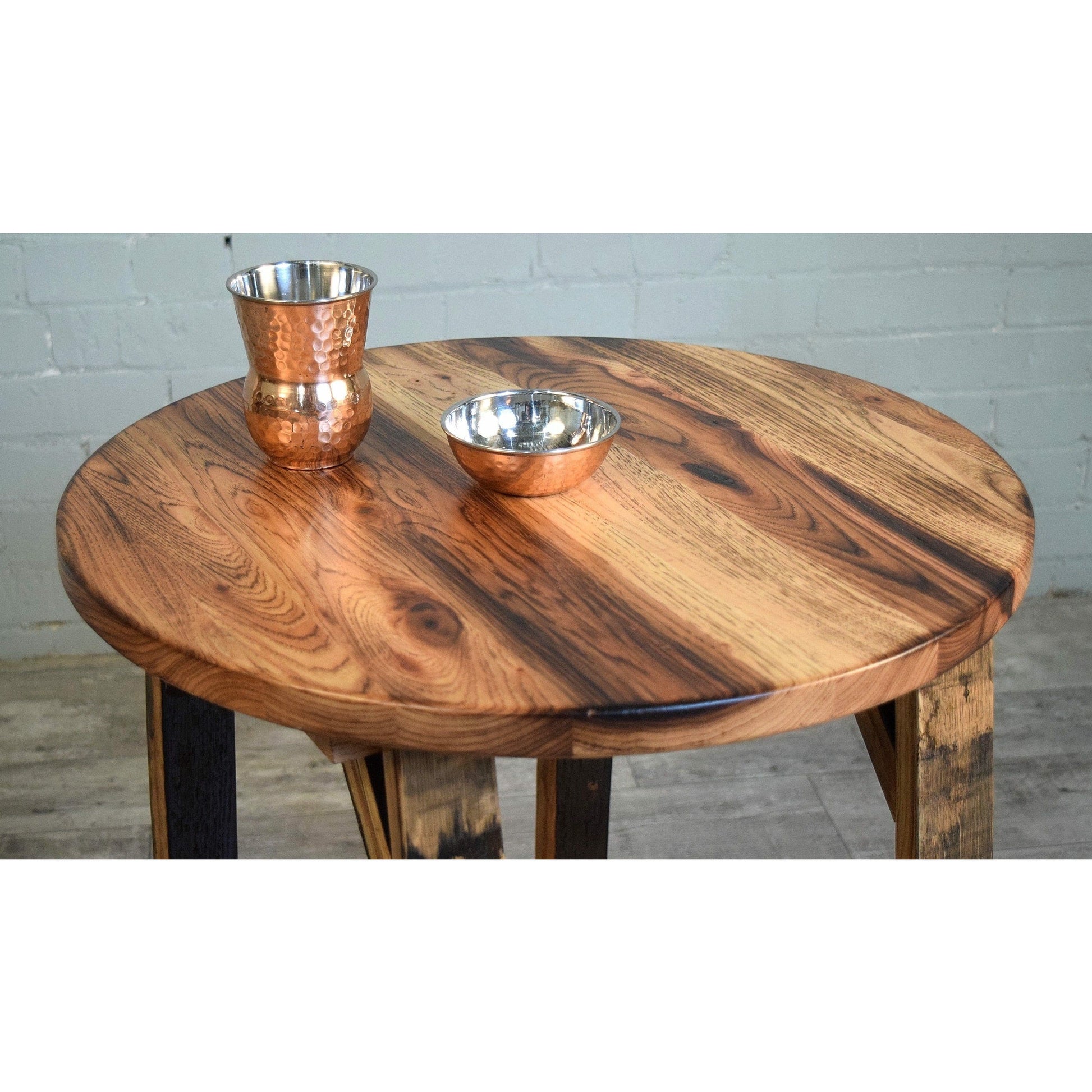 WILLIAM Sheppee USA End Table William Sheppee Shooter's Whiskey Barrel Stave Burnt Hickory End Table- SHO118H