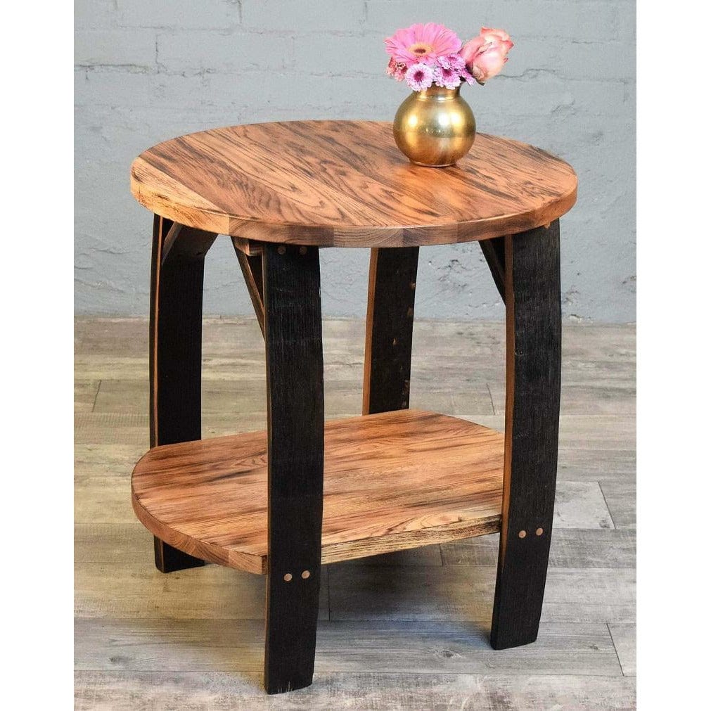WILLIAM Sheppee USA End Table William Sheppee Shooter's Whiskey Barrel Stave Burnt Hickory End Table- SHO118H