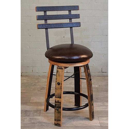 WILLIAM Sheppee USA Shooter's Bar Whiskey Barrel 42" Bar Height Comes with 5 Leather Barstools