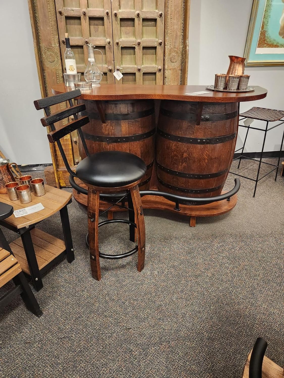 William Sheppee Whiskey Rustic Shooter's Double Barrel Bar SHO180 - 1st Choice Furniture Direct