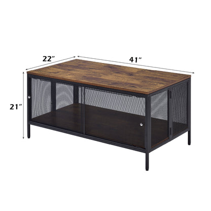 Winam Antique Oak & Black Finish Coffee Table - 1st Choice Furniture Direct