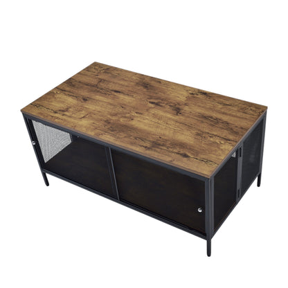 Winam Antique Oak & Black Finish Coffee Table - 1st Choice Furniture Direct