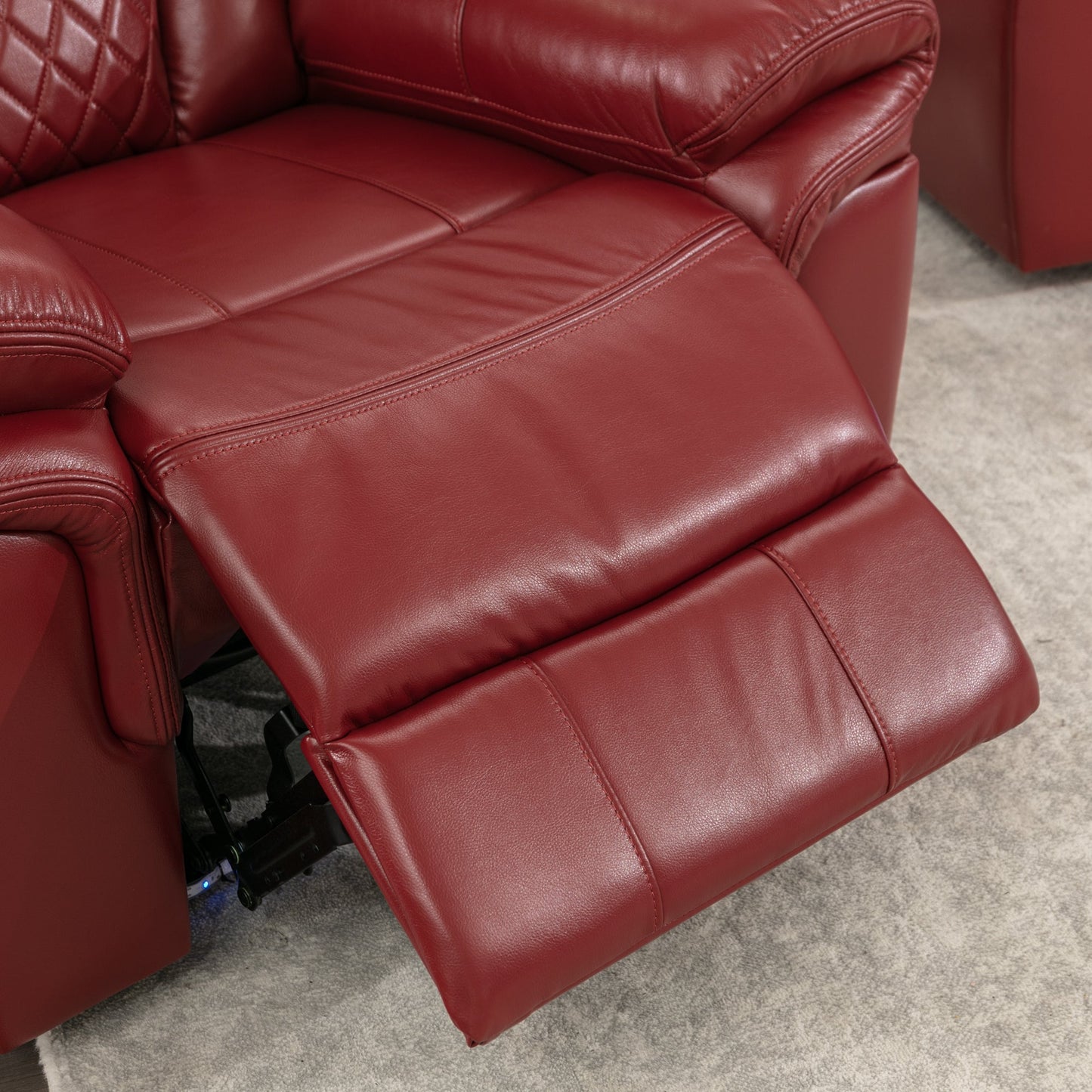 Wine Red Faux Leather Home Theater Seating Manual Recliner Chair with LED Light Strip - 1st Choice Furniture Direct