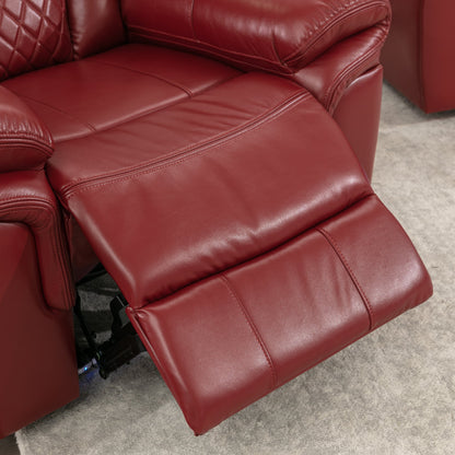 Wine Red Faux Leather Home Theater Seating Manual Recliner Chair with LED Light Strip - 1st Choice Furniture Direct