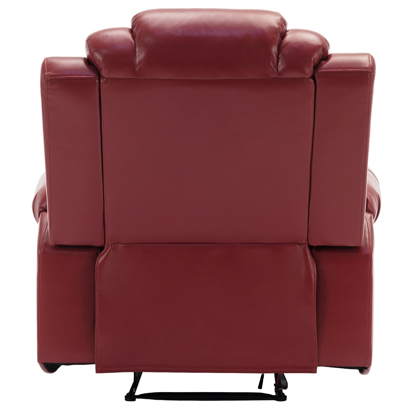 Wine Red Faux Leather Home Theater Seating Manual Recliner Chair with LED Light Strip - 1st Choice Furniture Direct