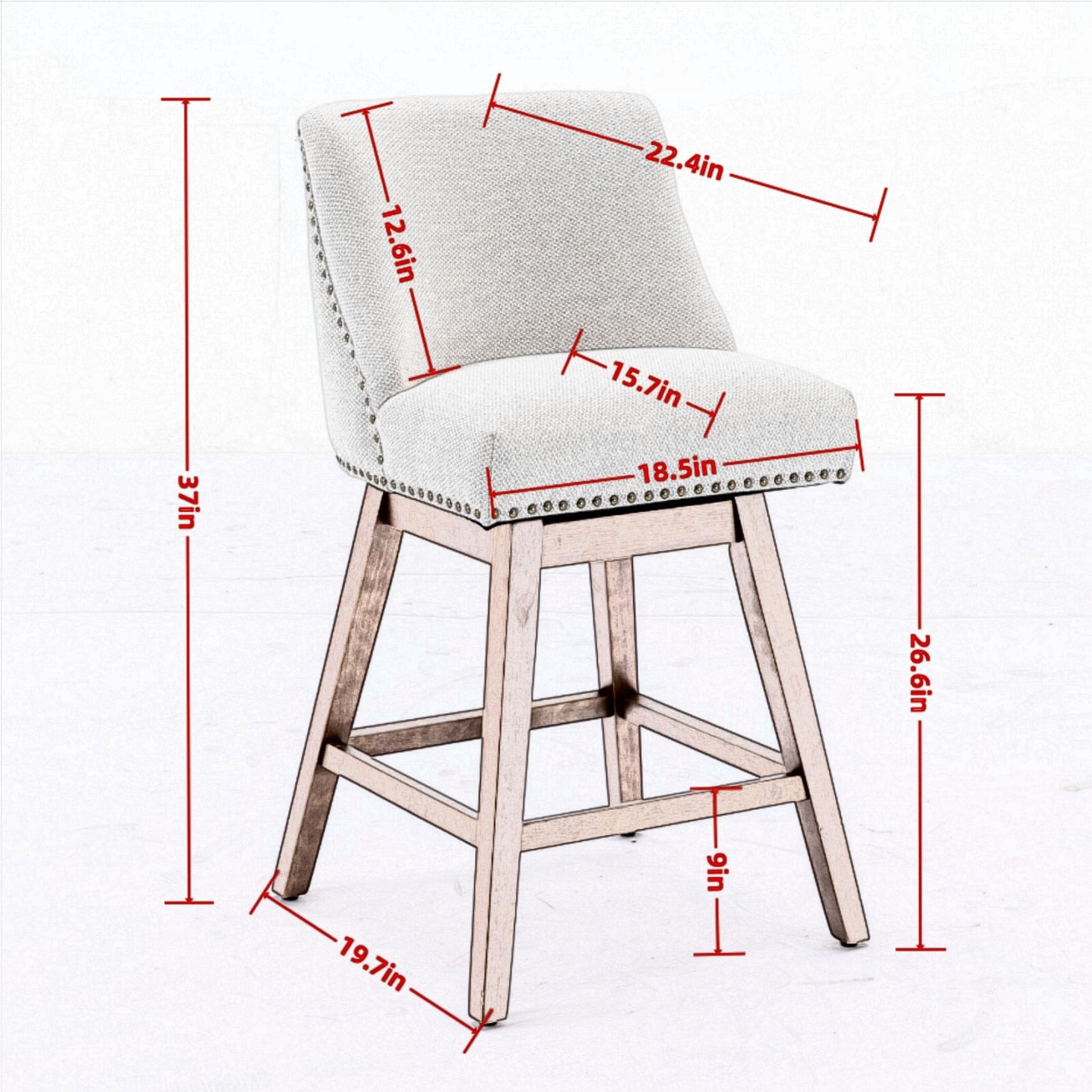 Wine Red Swivel Bar Stools Set of 2 | 26” Upholstered Counter Height Chairs - 1st Choice Furniture Direct