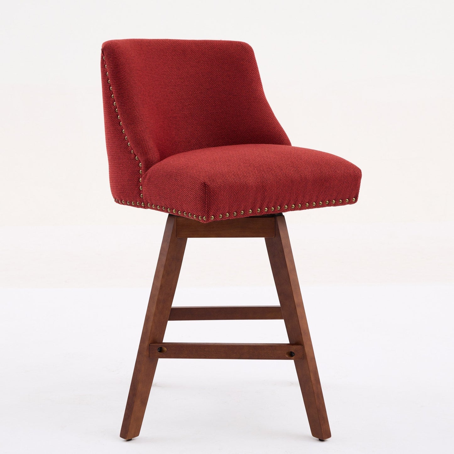 Wine Red Swivel Bar Stools Set of 2 | 26” Upholstered Counter Height Chairs - 1st Choice Furniture Direct