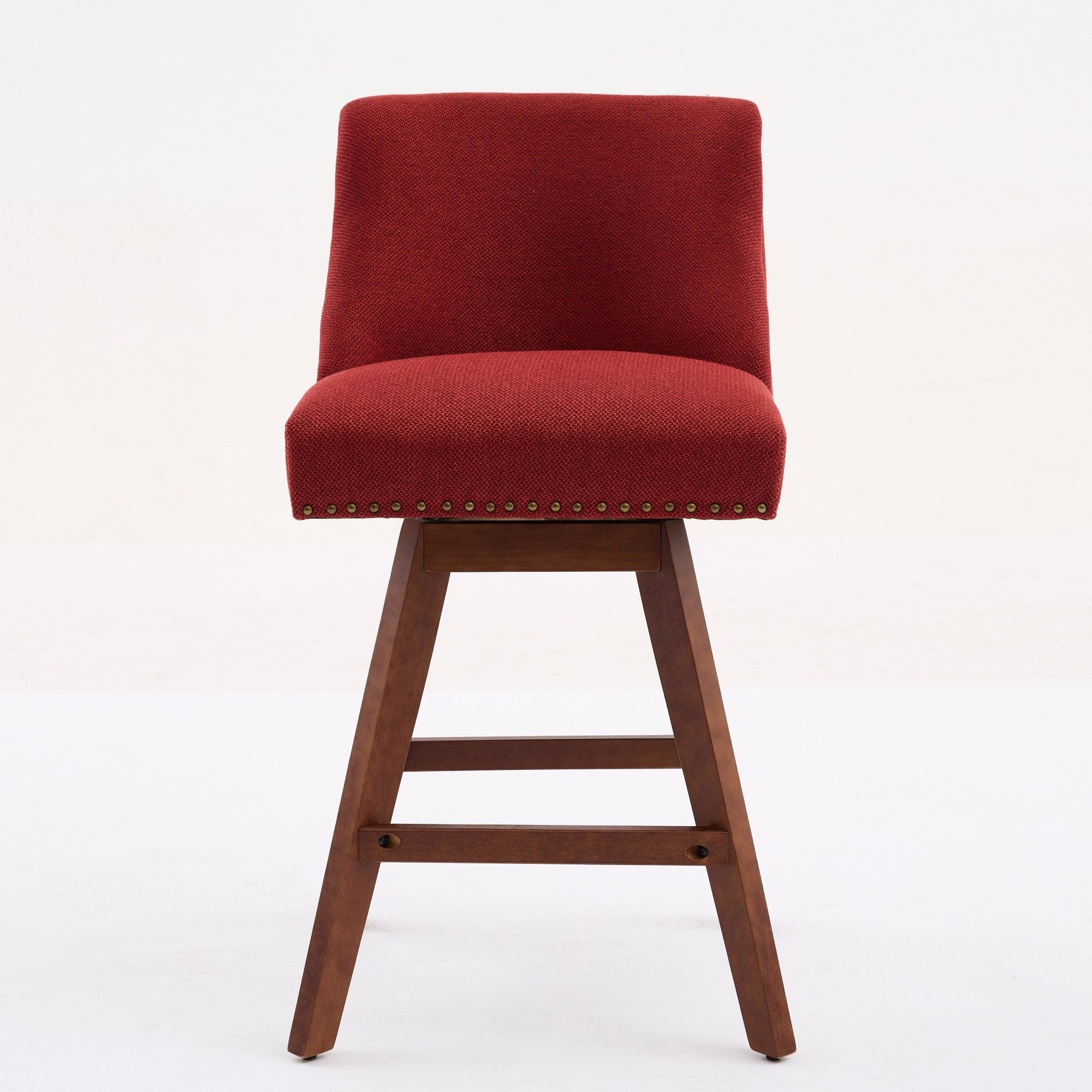 Wine Red Swivel Bar Stools Set of 2 | 26” Upholstered Counter Height Chairs - 1st Choice Furniture Direct
