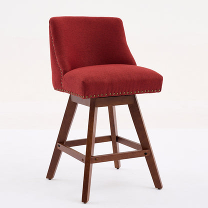 Wine Red Swivel Bar Stools Set of 2 | 26” Upholstered Counter Height Chairs - 1st Choice Furniture Direct