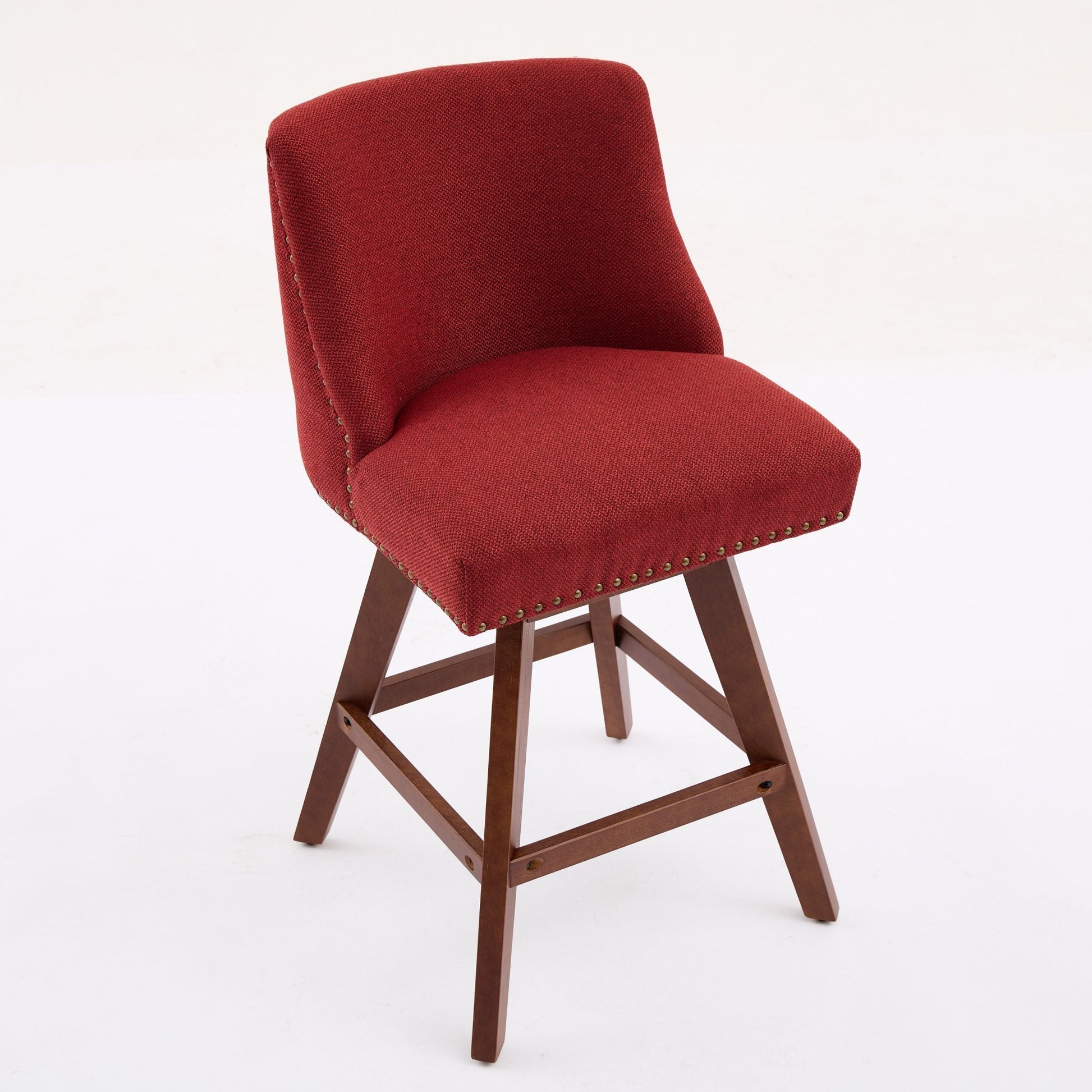 Wine Red Swivel Bar Stools Set of 2 | 26” Upholstered Counter Height Chairs - 1st Choice Furniture Direct