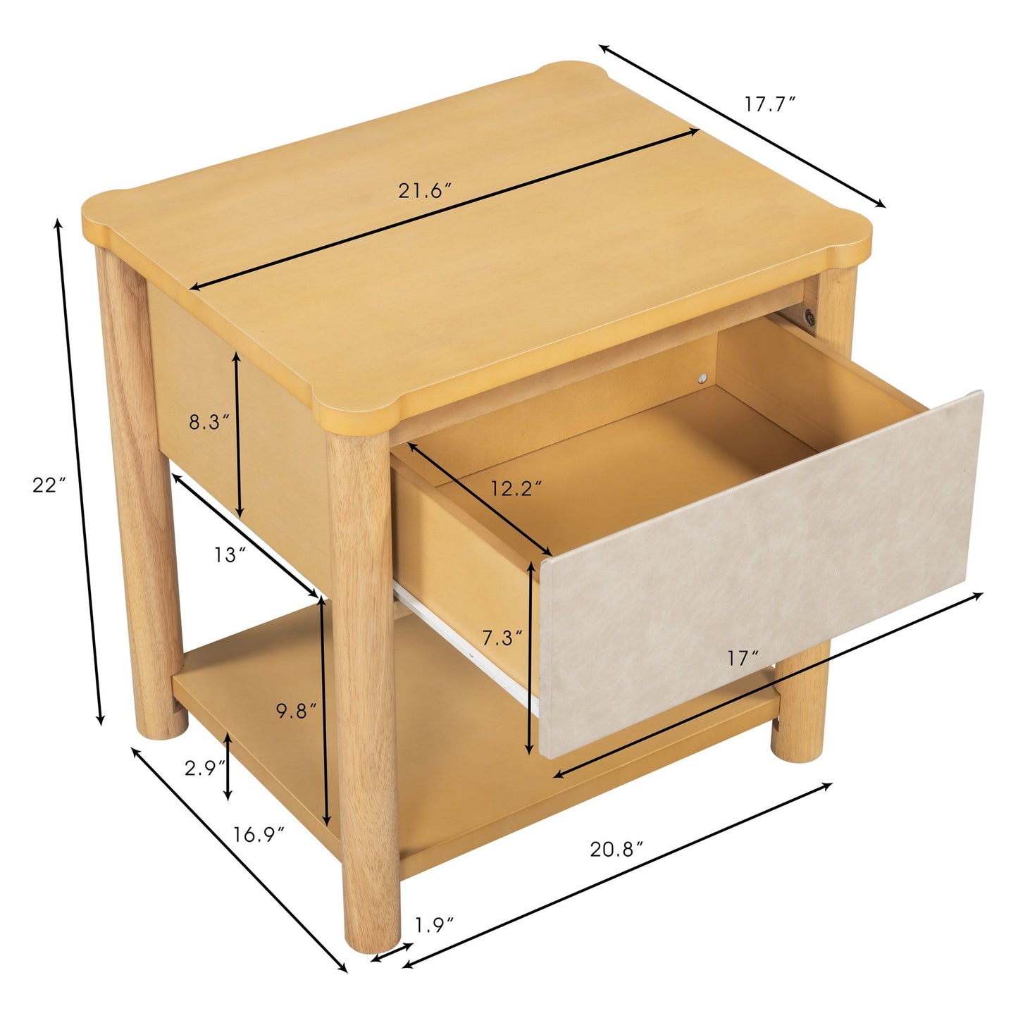 Wood Nightstand,Modern Nightstands with Drawer, Farmhouse Bedside Table for Bedroom Living Room ,MP2(set of 2) Natural&Beige Color - 1st Choice Furniture Direct