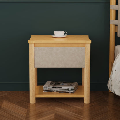 Wood Nightstand,Modern Nightstands with Drawer, Farmhouse Bedside Table for Bedroom Living Room ,MP2(set of 2) Natural&Beige Color - 1st Choice Furniture Direct