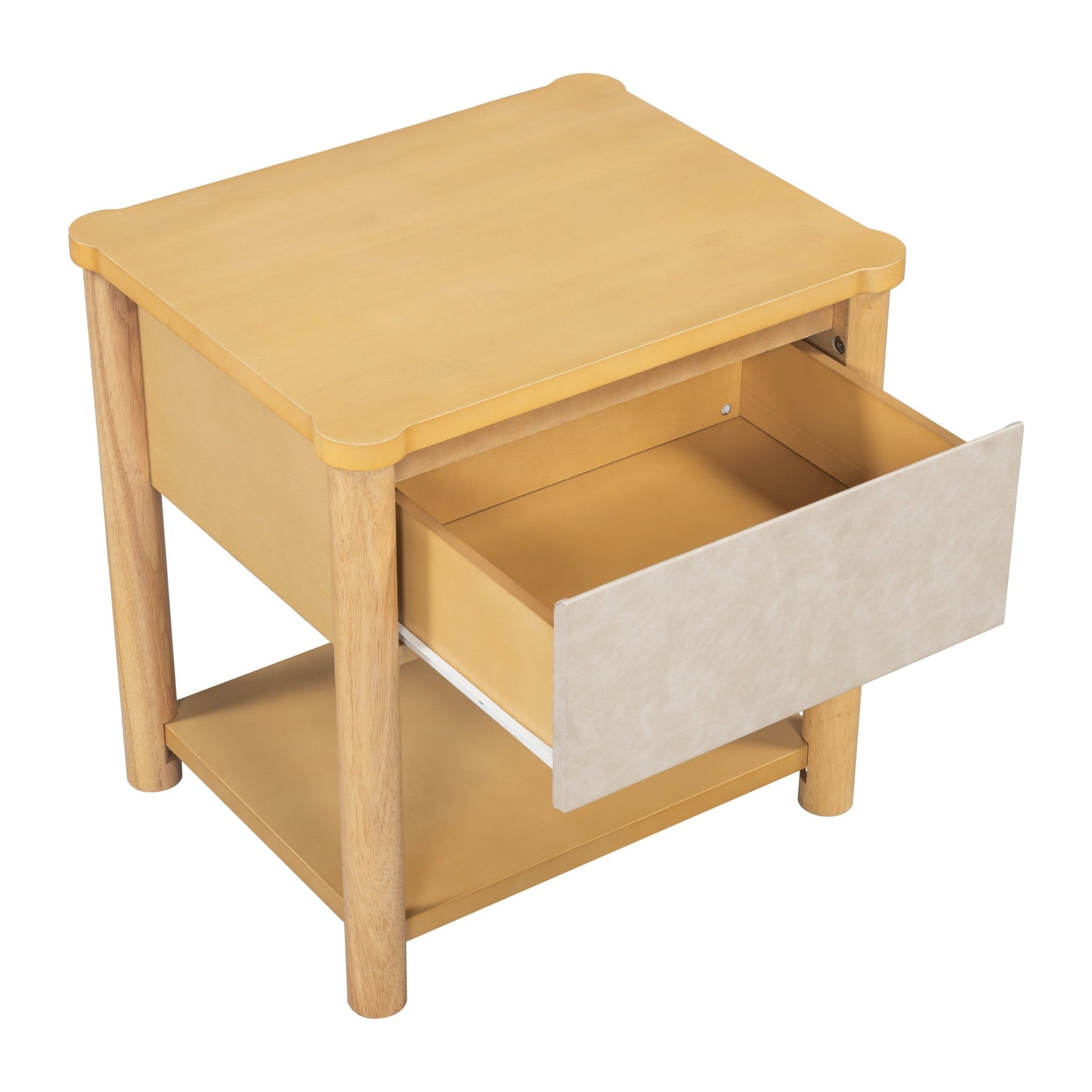 Wood Nightstand,Modern Nightstands with Drawer, Farmhouse Bedside Table for Bedroom Living Room ,MP2(set of 2) Natural&Beige Color - 1st Choice Furniture Direct