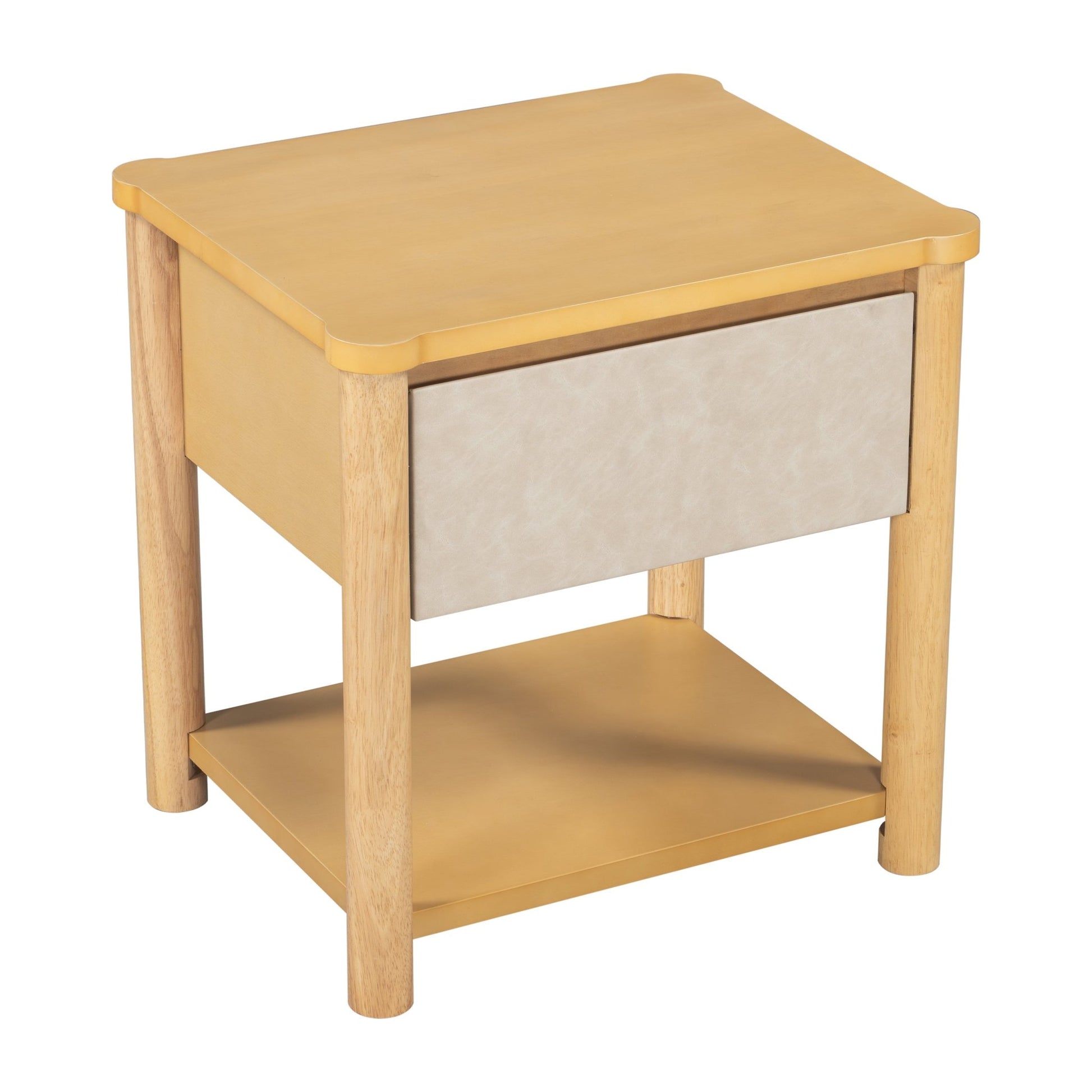 Wood Nightstand,Modern Nightstands with Drawer, Farmhouse Bedside Table for Bedroom Living Room ,MP2(set of 2) Natural&Beige Color - 1st Choice Furniture Direct