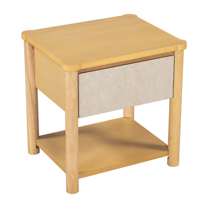 Wood Nightstand,Modern Nightstands with Drawer, Farmhouse Bedside Table for Bedroom Living Room ,MP2(set of 2) Natural&Beige Color - 1st Choice Furniture Direct