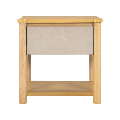 Wood Nightstand,Modern Nightstands with Drawer, Farmhouse Bedside Table for Bedroom Living Room ,MP2(set of 2) Natural&Beige Color - 1st Choice Furniture Direct
