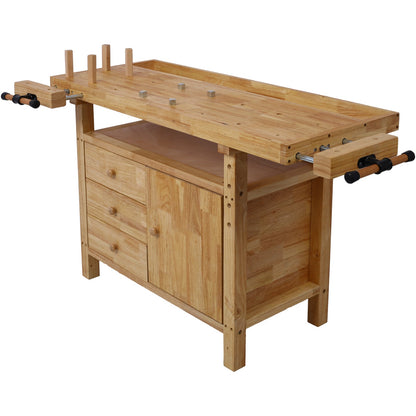 Wood Workbench - Wooden Workbench for Garage Workshop and Home, with Bar Clamps Set 16 inch x 4 - 3/4 inch Throat,Pack of 2 - 1st Choice Furniture Direct