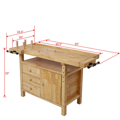 Wood Workbench - Wooden Workbench for Garage Workshop and Home, with Bar Clamps Set 16 inch x 4 - 3/4 inch Throat,Pack of 2 - 1st Choice Furniture Direct