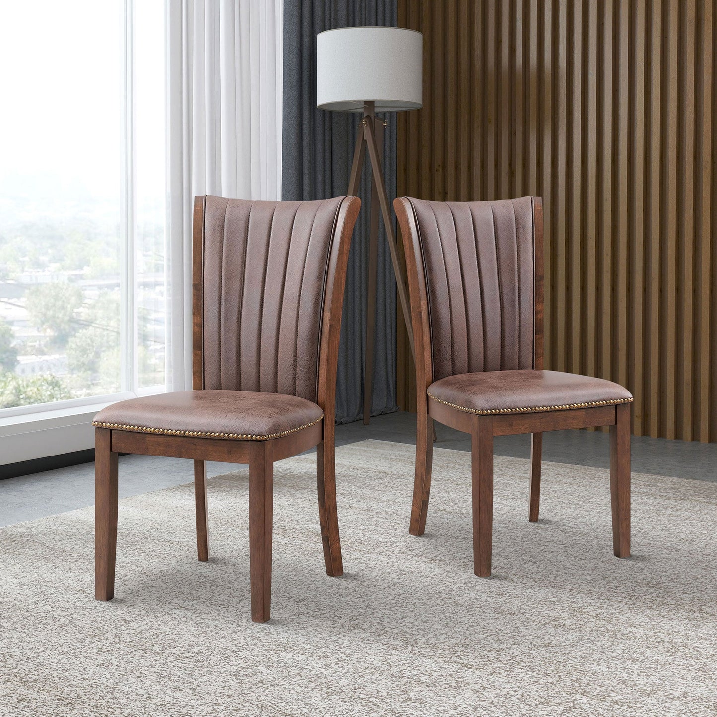 Wooden Dining Chairs Set of 2, Modern Fabric Upholstered Kitchen Side Chairs,Mid Century Modern Kitchen Chairs with Open Back Farmhouse Wooden Side Chairs for Dining Room,Living Room,Restaurant - 1st Choice Furniture Direct
