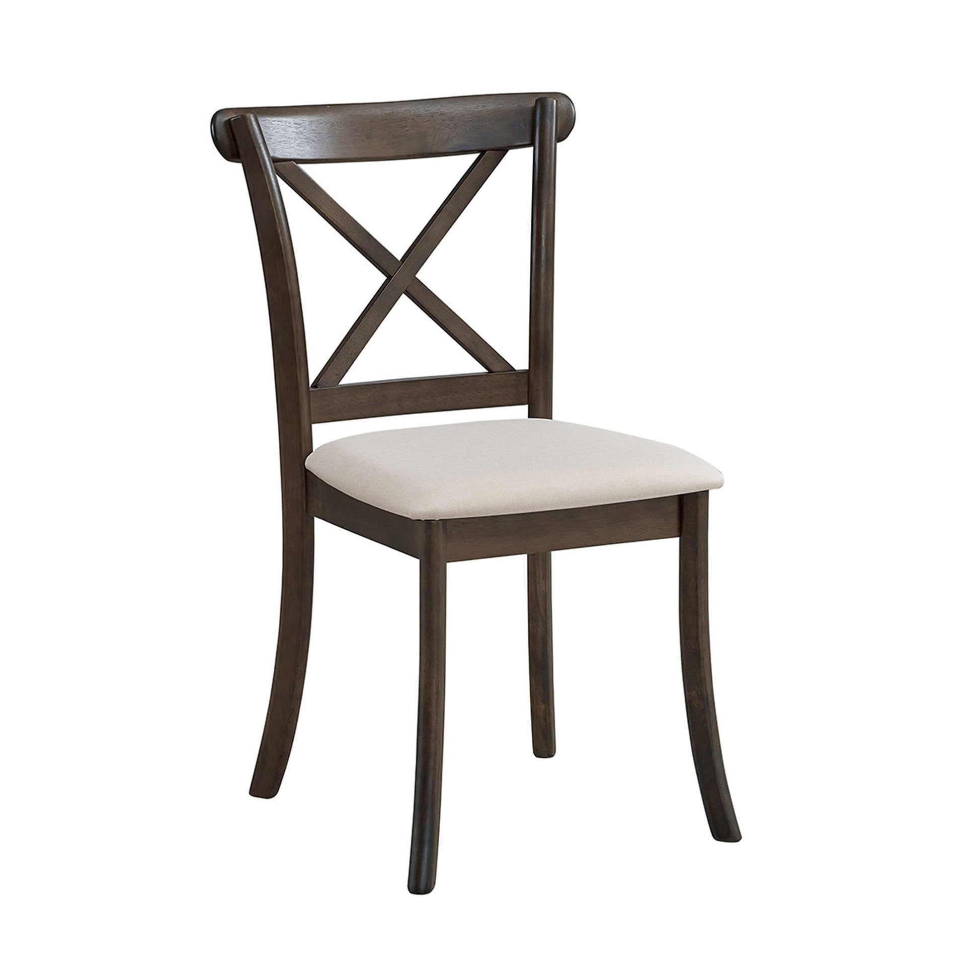 Wooden Dining Table Set, Mid Century Modern Round Rubber Wood Kitchen Table and Cross Back Upholstered Dining Chairs for Dining Room, Kitchen, Saving Space (1 Table with 4 Chairs), BROWN - 1st Choice Furniture Direct