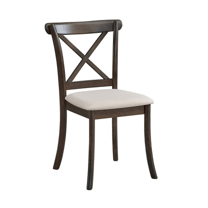 Wooden Dining Table Set, Mid Century Modern Round Rubber Wood Kitchen Table and Cross Back Upholstered Dining Chairs for Dining Room, Kitchen, Saving Space (1 Table with 4 Chairs), BROWN - 1st Choice Furniture Direct