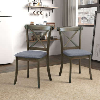 Wooden Dining Table Set, Mid Century Modern Round Rubber Wood Kitchen Table and Cross Back Upholstered Dining Chairs for Dining Room, Kitchen, Saving Space (1 Table with 4 Chairs),OAK - 1st Choice Furniture Direct