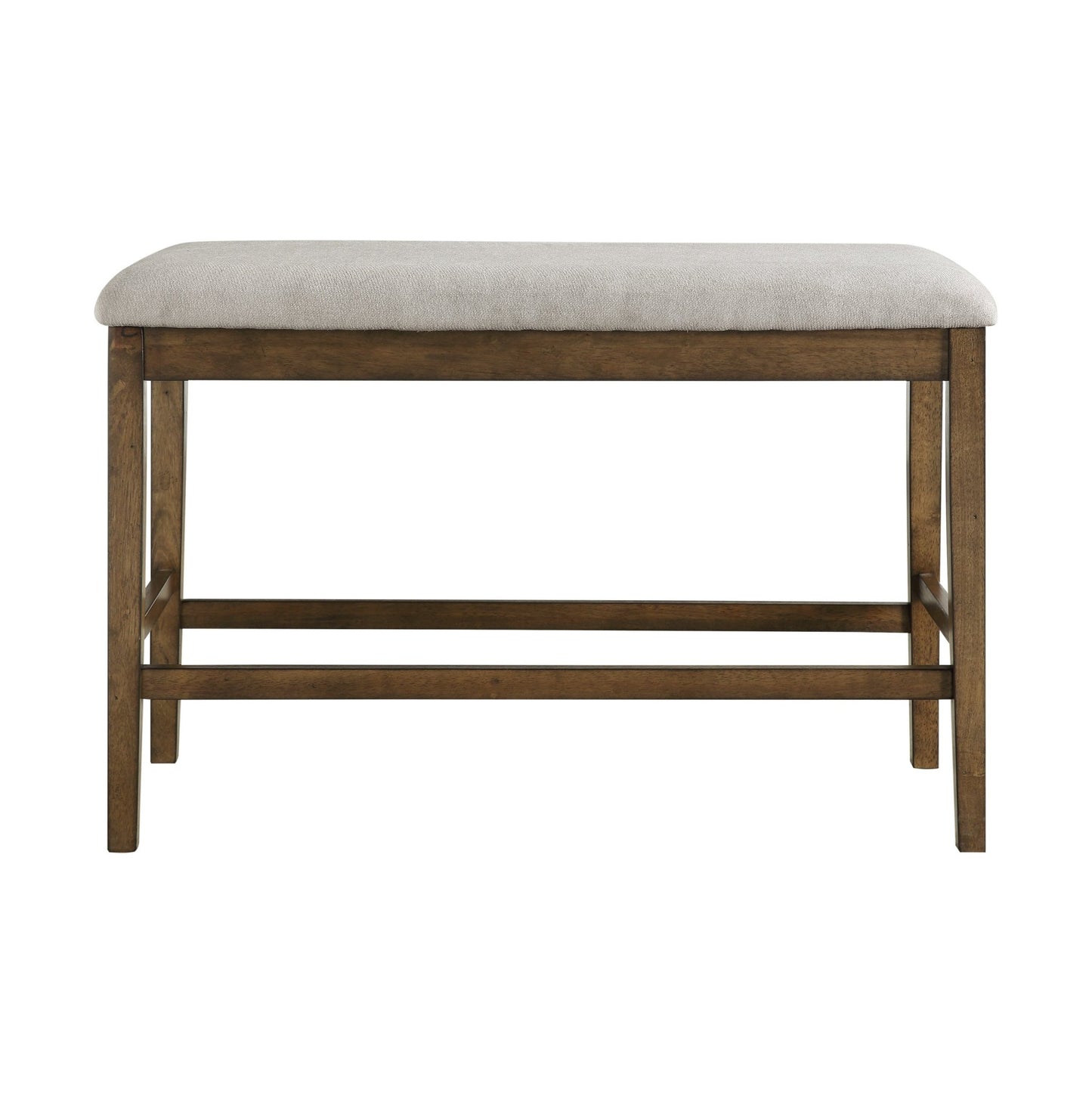 Wooden Frame Counter Height Bench Light Oak Finish Mindy Veneer Gray Textured Fabric Upholstery Dining Room Furniture - 1st Choice Furniture Direct
