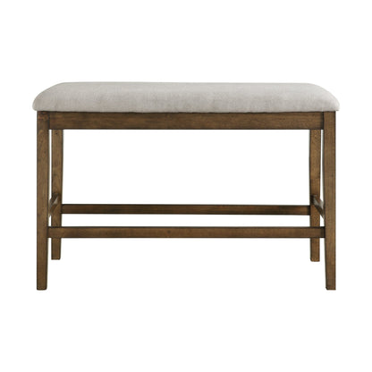 Wooden Frame Counter Height Bench Light Oak Finish Mindy Veneer Gray Textured Fabric Upholstery Dining Room Furniture - 1st Choice Furniture Direct