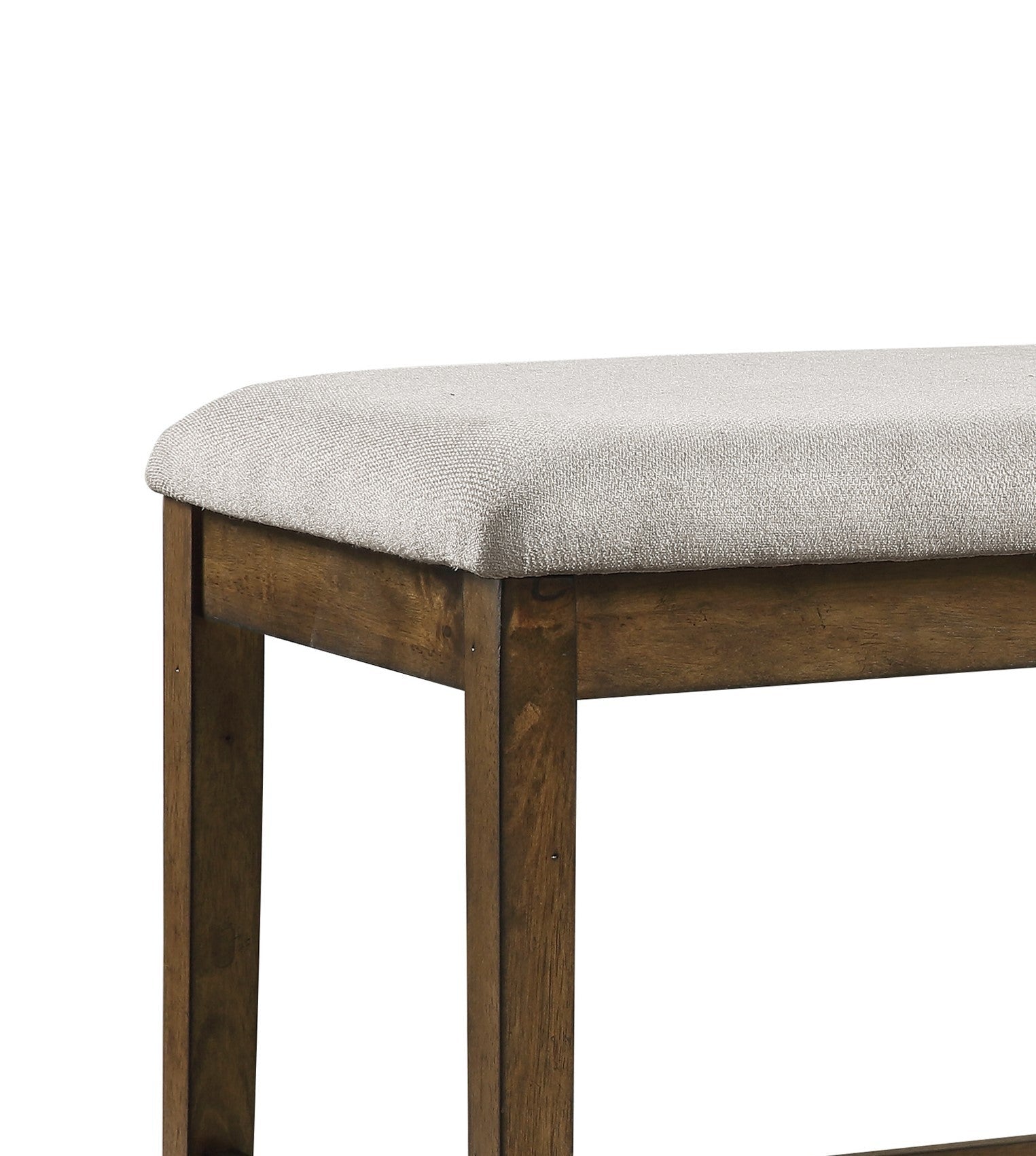 Wooden Frame Counter Height Bench Light Oak Finish Mindy Veneer Gray Textured Fabric Upholstery Dining Room Furniture - 1st Choice Furniture Direct
