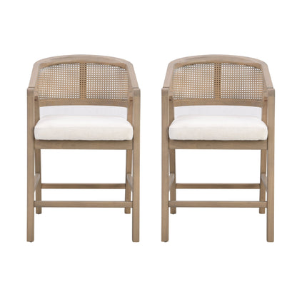 Wooden Frame Counter stool with rattan back - Light Ash - set of 2 - 1st Choice Furniture Direct
