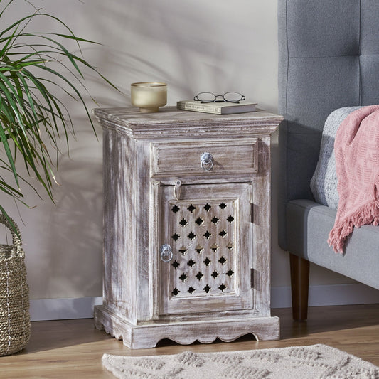 WOODEN NIGHTSTAND WITH 1 DRAWER 1 DOOR - 1st Choice Furniture Direct
