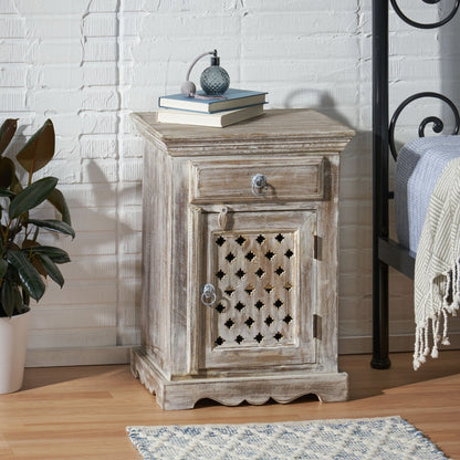 WOODEN NIGHTSTAND WITH 1 DRAWER 1 DOOR - 1st Choice Furniture Direct