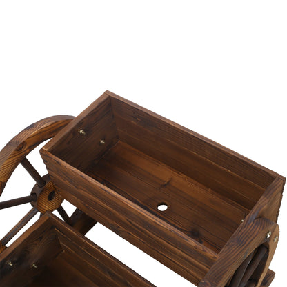 Wooden Wagon Planter Box, Garden Planter with Wheels,Decorative Planter for Flowers Herbs Vegetables for Indoor & Outdoor Décor,Wooden Flower Cart for Patio Garden Balcony Decoration. - 1st Choice Furniture Direct
