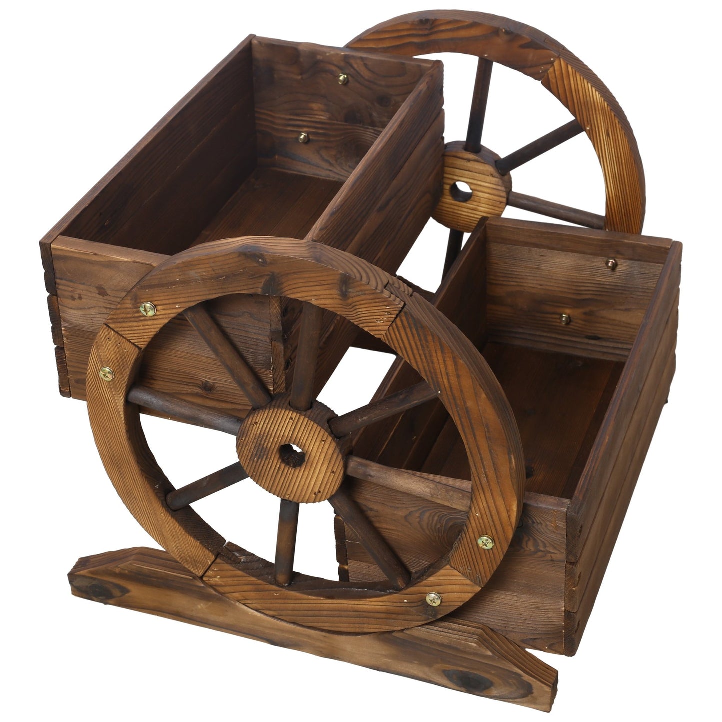 Wooden Wagon Planter Box, Garden Planter with Wheels,Decorative Planter for Flowers Herbs Vegetables for Indoor & Outdoor Décor,Wooden Flower Cart for Patio Garden Balcony Decoration. - 1st Choice Furniture Direct