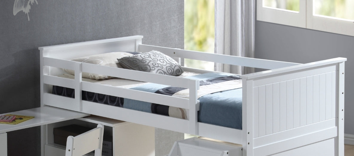 Wyatt White Finish Twin Loft Bed Set - 1st Choice Furniture Direct
