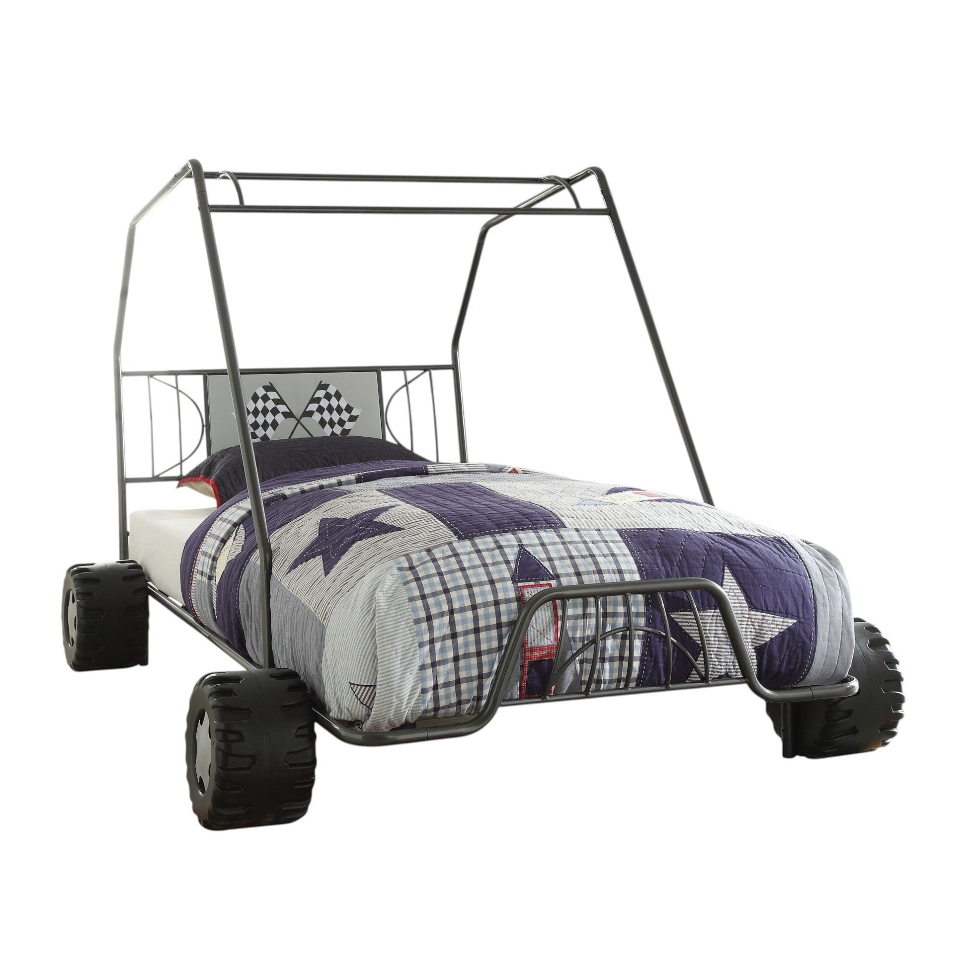 Xander Go Kart Gunmetal Finish Twin Bed - 1st Choice Furniture Direct