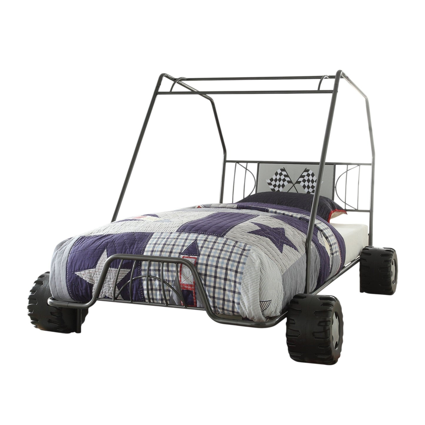 Xander Go Kart Gunmetal Finish Twin Bed - 1st Choice Furniture Direct