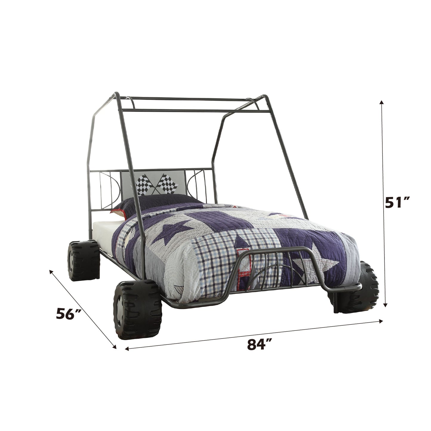 Xander Go Kart Gunmetal Finish Twin Bed - 1st Choice Furniture Direct