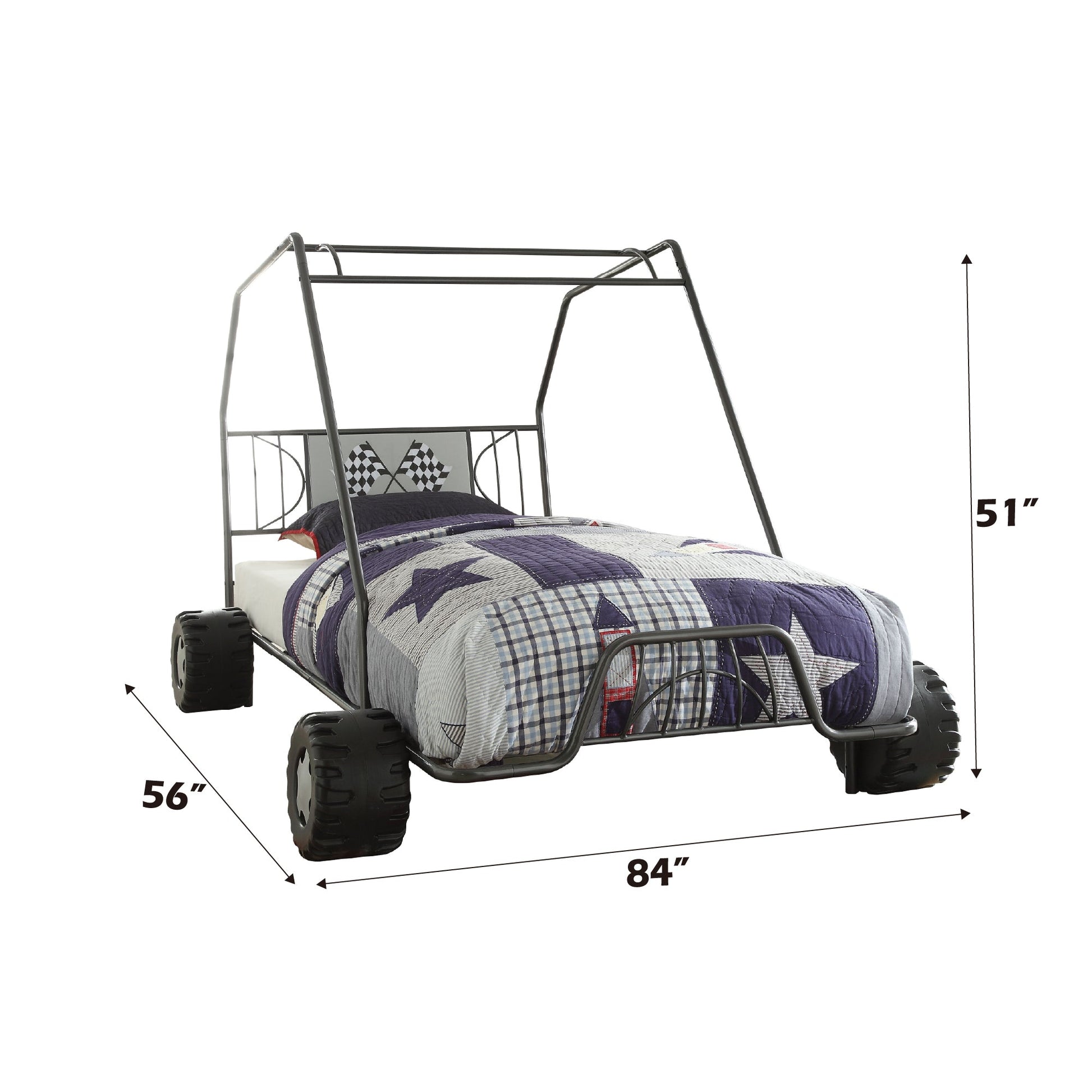 Xander Go Kart Gunmetal Finish Twin Bed - 1st Choice Furniture Direct