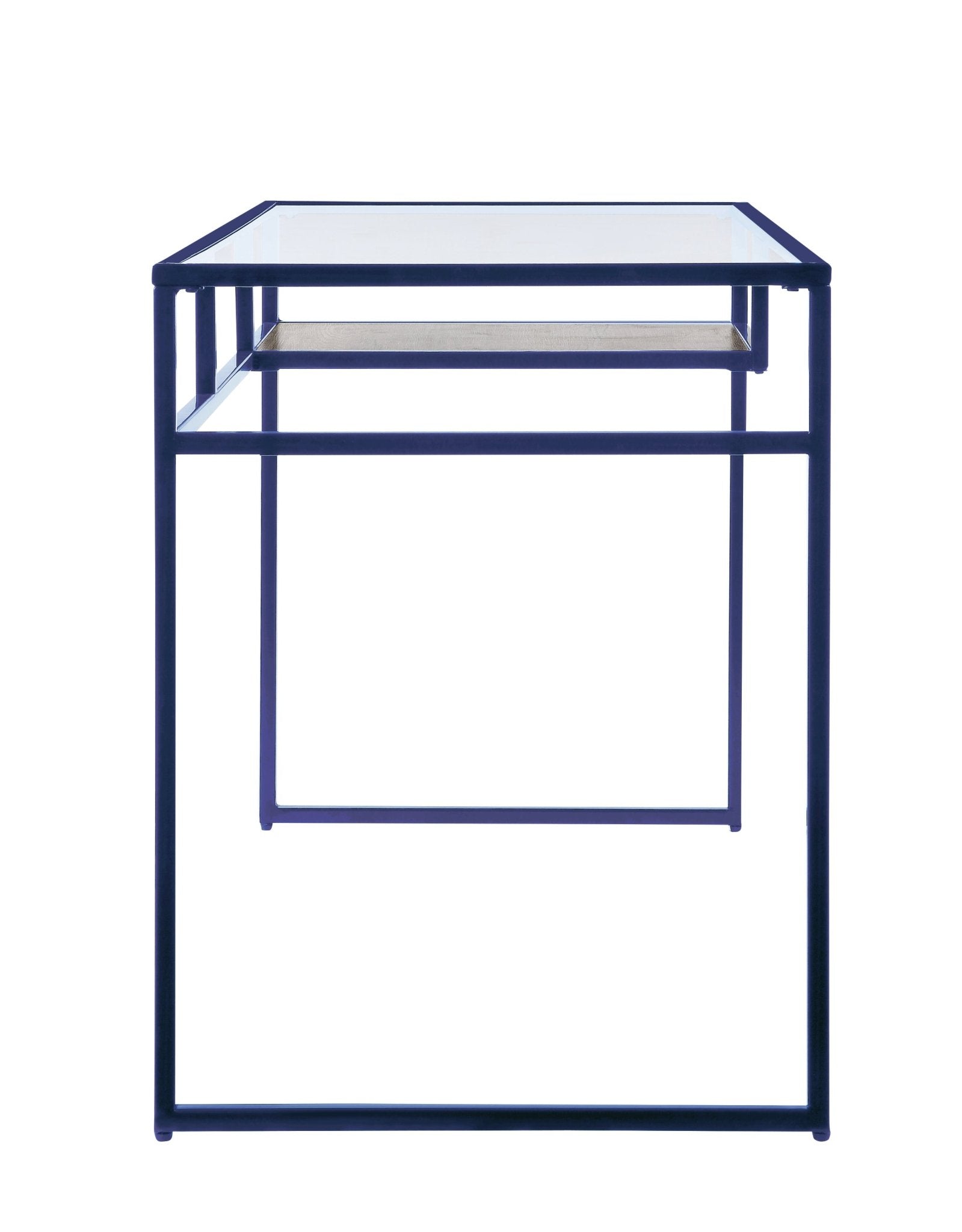 Yasin Glass Top & Blue Finish Writing Desk - 1st Choice Furniture Direct