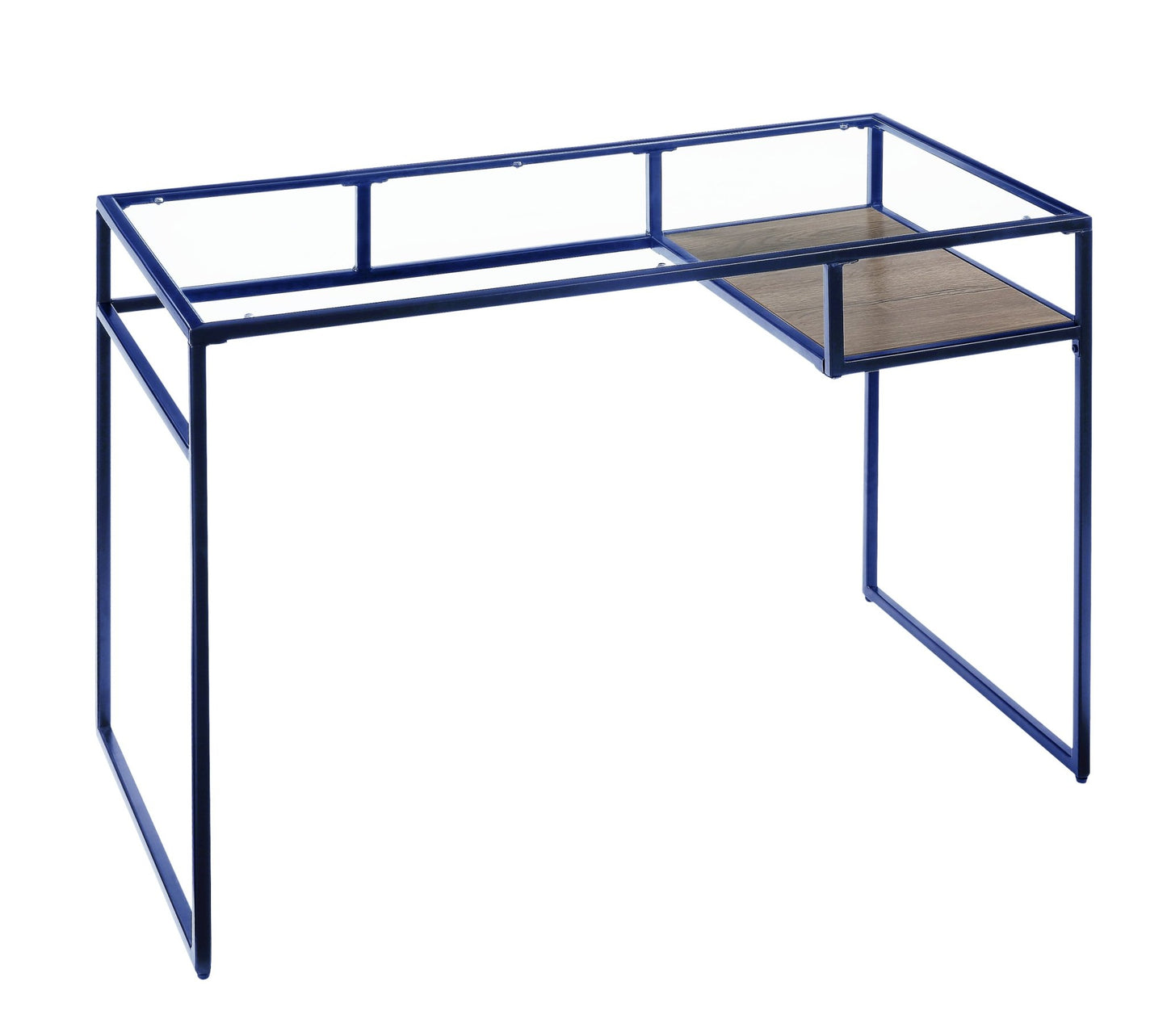 Yasin Glass Top & Blue Finish Writing Desk - 1st Choice Furniture Direct