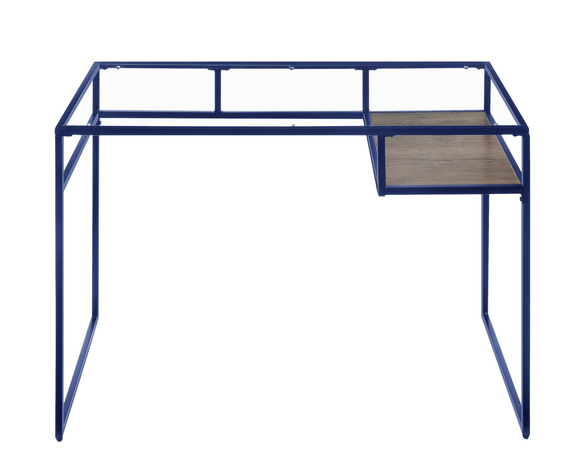 Yasin Glass Top & Blue Finish Writing Desk - 1st Choice Furniture Direct
