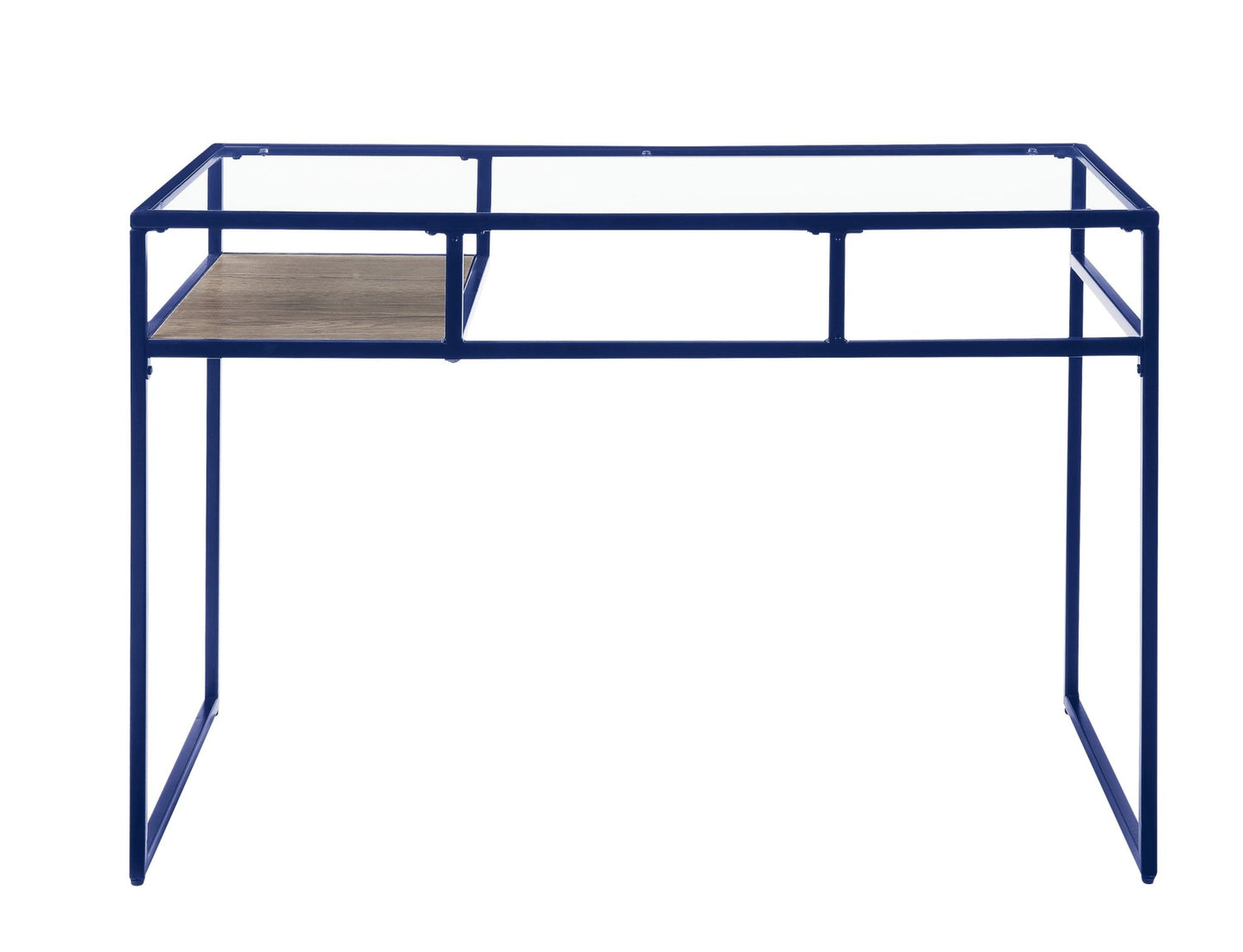 Yasin Glass Top & Blue Finish Writing Desk - 1st Choice Furniture Direct