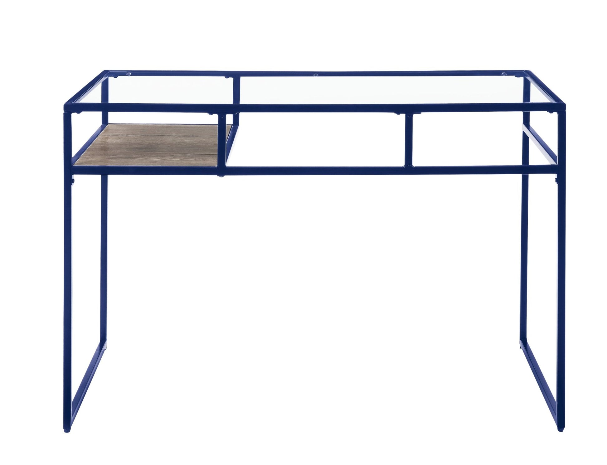 Yasin Glass Top & Blue Finish Writing Desk - 1st Choice Furniture Direct